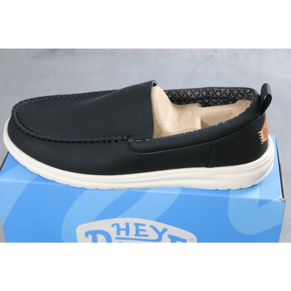 Hey Dude Paul Slip On Loafer Mens 8 Black Comfort Casual Lightweight Shoes NIB